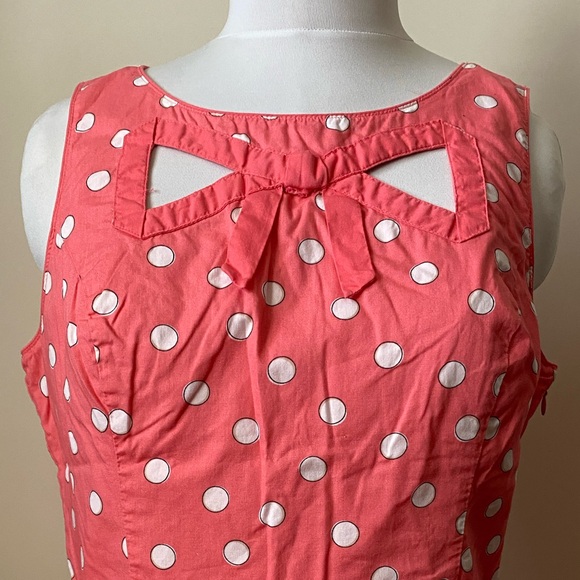 LC Lauren Conrad Pink & White Retro Peplum Polka Dot Sleeveless Top - Picture 3 of 8